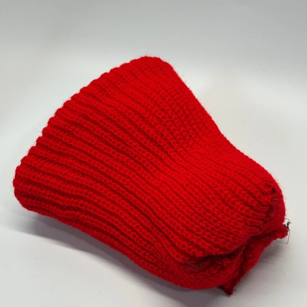 Vintage Kmart Beanie‎ Hat Adult Red Pom Pom Winter